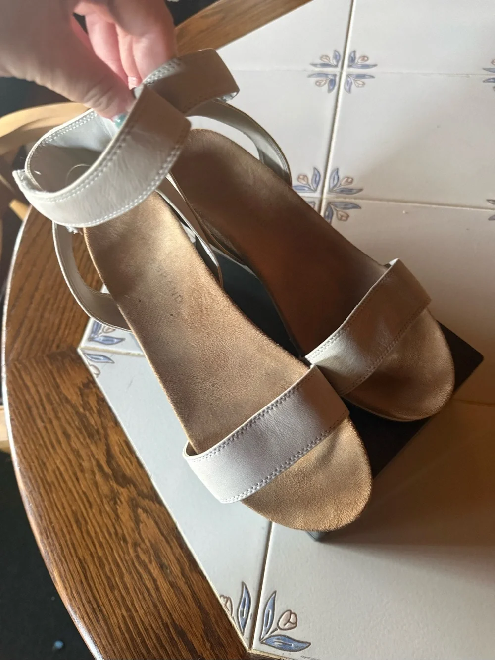 Lucky Brand Cream Wedge Sandals